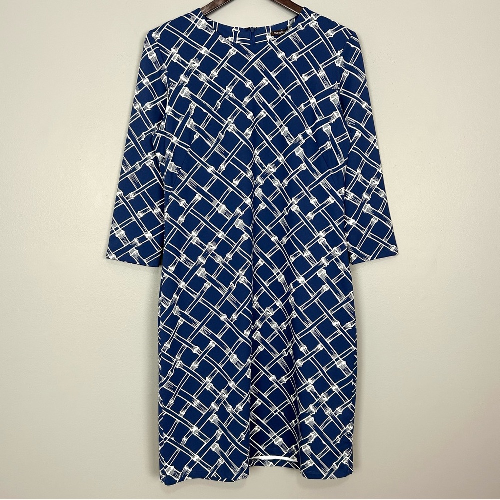 J. McLaughlin Sophia Catalina Knit Dress Women’s Size L Mini Bamboo Geo Print